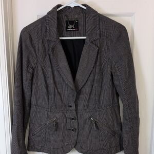 Fishbone Gray Plaid Women's Blazer
